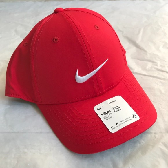 Nike Accessories New Nike Mens Redwhite Logo Adjustable Poly Cap Athletic Hat Streetwear